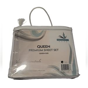 New Serenity Home Queen Premium 4 pc Striped Sheet Set 100% Polyester-